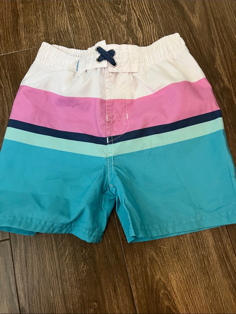 Kids Colorblock Swim Shorts in Pink, Aqua and White